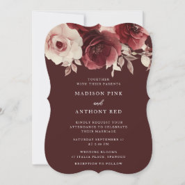 Invitación Vintage Luxe Radiance Burgundy Boda