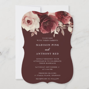 Invitación Vintage Luxe Radiance Burgundy Boda