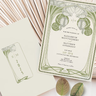 Invitación Vintage Mackintosh Trees en Bloom Sage Green