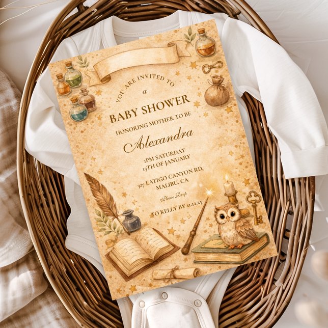 Invitación Vintage Magic Potion Baby Shower (Subido por el creador)