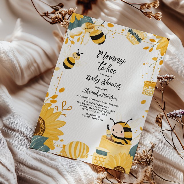 Invitación Vintage mami to Bee Wildflowers Baby Shower (Subido por el creador)