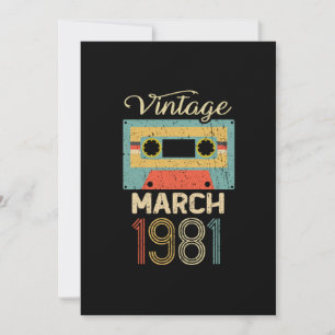 Invitación Vintage March 1981 40th Birthday 40 Year Gift