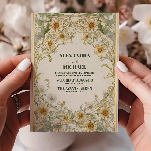 Invitación Vintage Marguerite Daisies Boda (Subido por el creador)