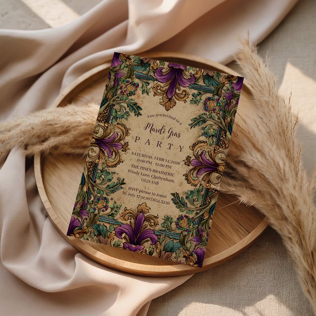 Invitación Vintage Masquerade Mardi Gras Elegance (Subido por el creador)