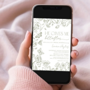 Invitación Vintage Me Da Butterflies Sage Green Shower