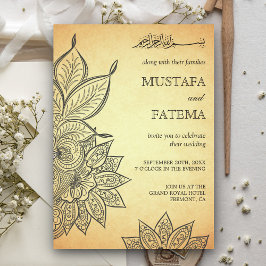 Invitación Vintage Mehendi Henna Boda Islámico