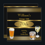 Invitación Vintage Mens 70th Birthday Party Gold Beer 1945<br><div class="desc">Vintage Gold Black 1945 de la 70ª Fiesta de Cumpleaños,  Beer and Wine Glass y scotch glass. Hombres elegantes. Elegante Fiesta de Ocasión Elegante para Hombres de  invita a Plantilla 18,  21,  25,  30,  35,  40,  45,  50,  60, </div>