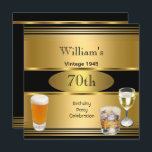 Invitación Vintage Mens 70th Birthday Party Gold Beer 1945<br><div class="desc">Vintage Gold Black 1945 de la 70ª Fiesta de Cumpleaños,  Beer and Wine Glass y scotch glass. Hombres elegantes. Elegante Fiesta de Ocasión Elegante para Hombres de  invita a Plantilla 18,  21,  25,  30,  35,  40,  45,  50,  60, </div>