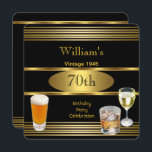 Invitación Vintage Mens 70th Birthday Party Gold Beer 1945<br><div class="desc">Vintage Gold Black 1945 de la 70ª Fiesta de Cumpleaños,  Beer and Wine Glass y scotch glass. Hombres elegantes. Elegante Fiesta de Ocasión Elegante para Hombres de  invita a Plantilla 18,  21,  25,  30,  35,  40,  45,  50,  60, </div>