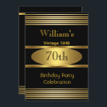 Invitación Vintage Mens 70th Birthday Party Gold Black 1945<br><div class="desc">70.ª Fiesta de Cumpleaños Oro Black Vintage 1945. Hombres elegantes. Elegante Fiesta de Ocasión Elegante para Hombres de  invita a Plantilla 18,  21,  25,  30,  35,  40,  45,  50,  60, </div>