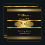 Invitación Vintage Mens 70th Birthday Party Gold Black 1945<br><div class="desc">70.ª Fiesta de Cumpleaños Oro Black Vintage 1945. Hombres elegantes. Elegante Fiesta de Ocasión Elegante para Hombres de  invita a Plantilla 18,  21,  25,  30,  35,  40,  45,  50,  60, </div>