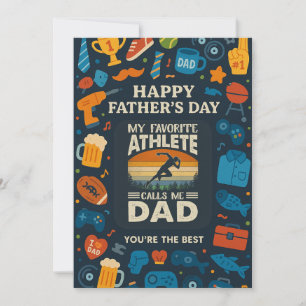 Invitación Vintage, mi atleta favorito, llámame Día del Padre