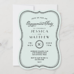 Invitación Vintage Mint Art Deco Engagement Party