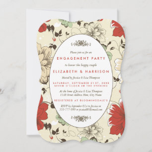 Invitación Vintage Moda Floral Engagement Party