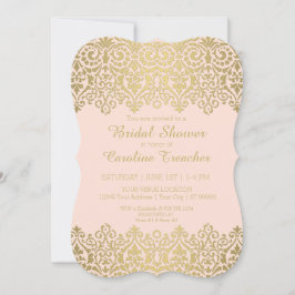 Invitación Vintage Moderno Gold Lace Elegante Ducha Bridal
