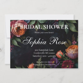 Invitación Vintage moody rosas de boho floral oscuro