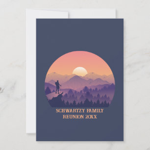 Invitación Vintage Mountain Hiker's Sunset purple oran
