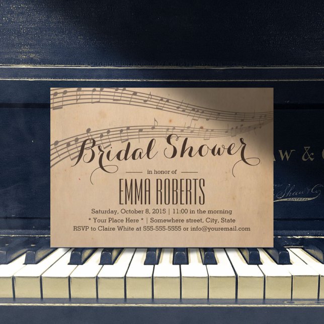 Invitación Vintage Music Musical Bridal Shower (Subido por el creador)
