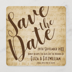 Invitación Vintage Music Save The Date