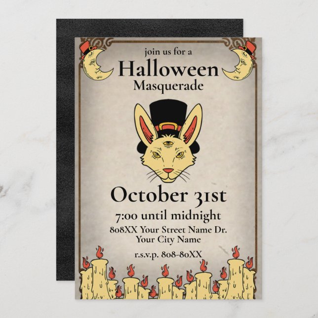 Invitación Vintage Mystic Halloween Party (Anverso / Reverso)