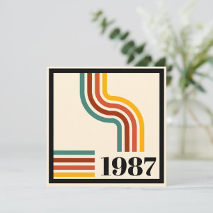 Invitación Vintage Nacido en 1987 40 Cumpleaños Retro Raya