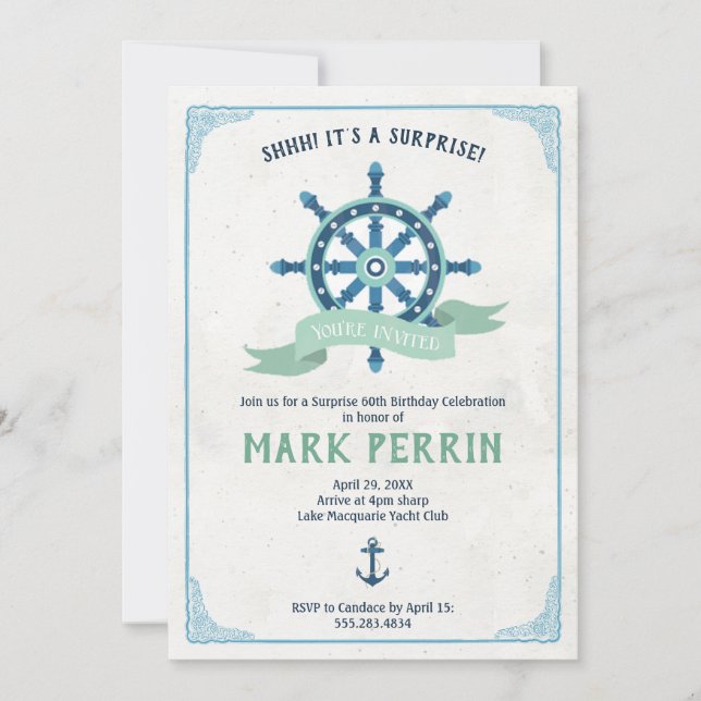 Invitación Vintage Nautical Birthday Party (Anverso)