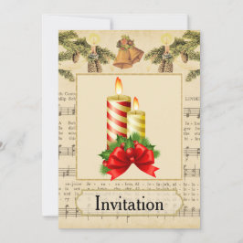 Invitación Vintage Navidad con velas