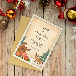 Invitación Vintage Navidad Fiesta con la mano