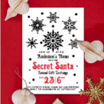 Invitación Vintage Navidades Blancos Y Negros<br><div class="desc">Esta vintage invitación navideña a un fiesta secreto de Santa Lucía presenta un diseño elegante y geométrico en blanco y negro con copos de nieve geométricos, creando un estilo vacacional sofisticado y moderno. La audaz tipografía de personalizable en negro y rojo destaca en un fondo blanco limpio, lo que lo...</div>