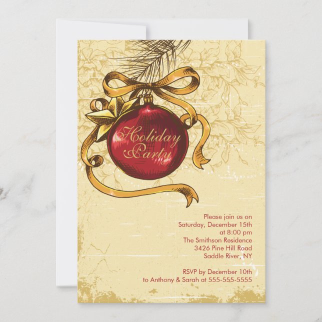 Invitación Vintage Navidades de Navidad en Navidad Fiesta (Anverso)