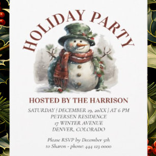 Invitación Vintage Navidades de Snowman desea una placa de pa