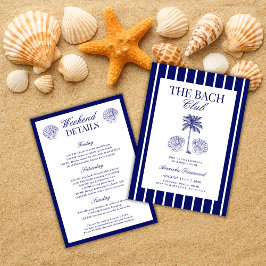 Invitación Vintage Navy Beach Bachelorette Club Weekend