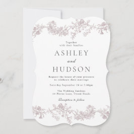 Invitación Vintage Neutral Elegant Floral All Seasons Boda
