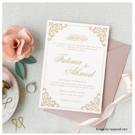 Invitación Vintage Nikah Gold Islamic Boda