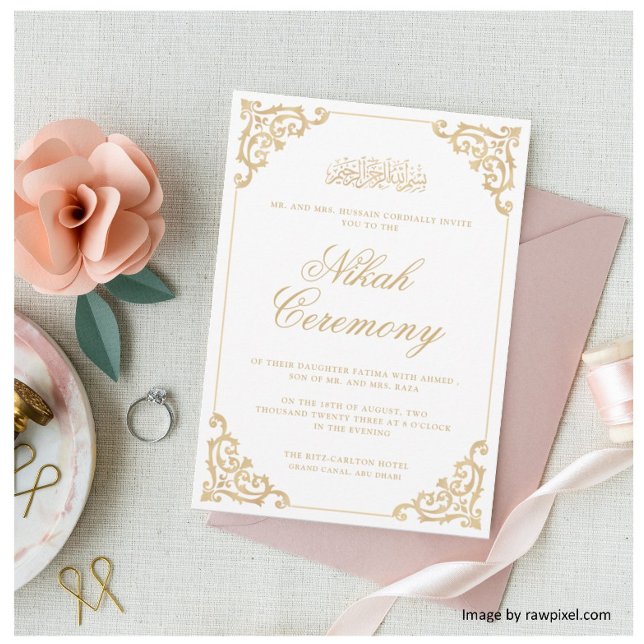 Invitación Vintage Nikah Gold Islamic Boda (Subido por el creador)