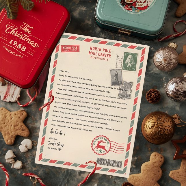 Invitación Vintage North Pole Mail Center Personalized Santa  (Subido por el creador)