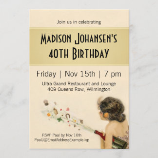 Invitación Vintage Nouveau Birthday Party