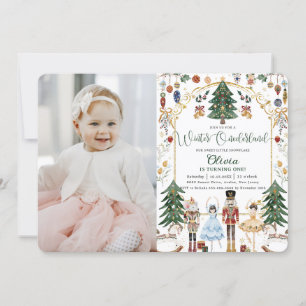 Invitación Vintage Nutcracker Winter Onederland 1er cumpleaño
