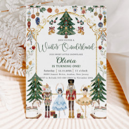 Invitación Vintage Nutcracker Winter Onederland 1er cumpleaño