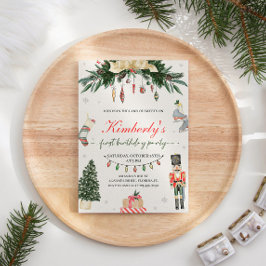 Invitación Vintage Nutcracker Winter Onederland 1er cumpleaño