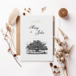 Invitación Vintage Oak Tree Elegant Save the Date Invitation