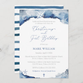 Invitación Vintage Ocean Boy Christening Primer Fiesta de Cum