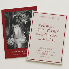 Invitación Vintage Old Money Burgundy Wedding