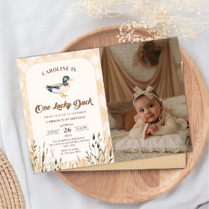 Invitación Vintage One Lucky Duck Primer Cumpleaños
