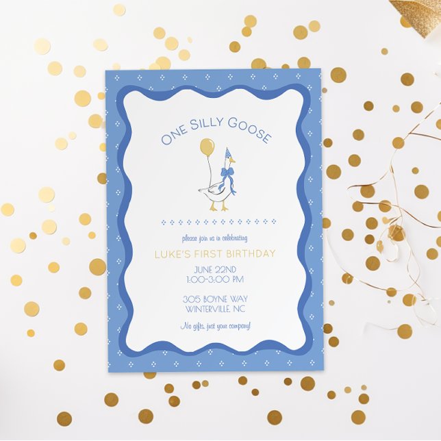 Invitación Vintage One Silly Goose First Birday Invitation (Subido por el creador)