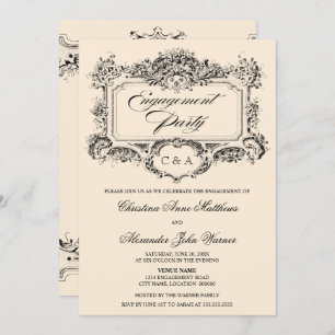 Invitación Vintage Ornamement Engagement Party