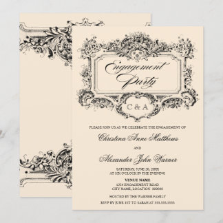 Invitación Vintage Ornamement Engagement Party