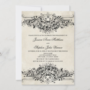 Invitación Vintage Ornamement Engagement Party