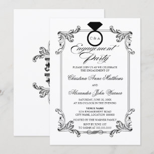Invitación Vintage Ornamement Engagement Party