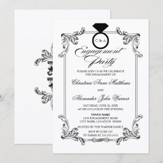 Invitación Vintage Ornamement Engagement Party
